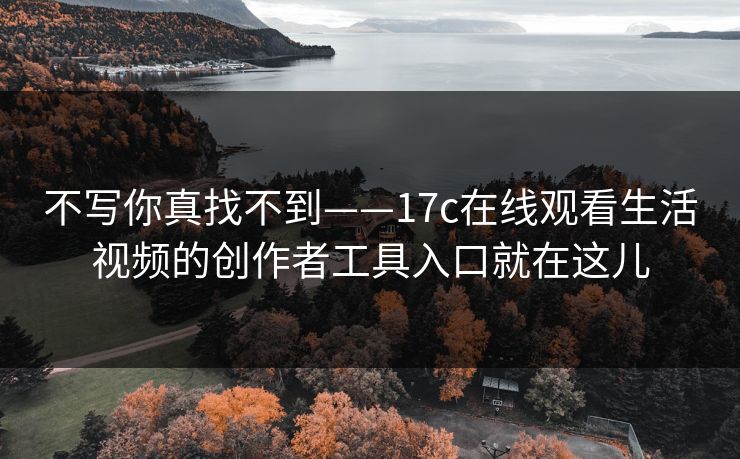 不写你真找不到——17c在线观看生活视频的创作者工具入口就在这儿