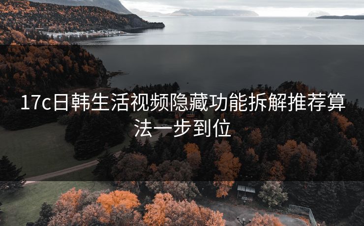 17c日韩生活视频隐藏功能拆解推荐算法一步到位